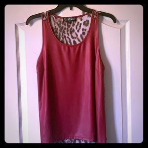 Wine leather look cheetah tank